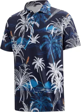 APTRO Men's Polo Shirts Short Sleeve Moisture Wicking Fashion Print Hawaiian Golf Shirts for Men