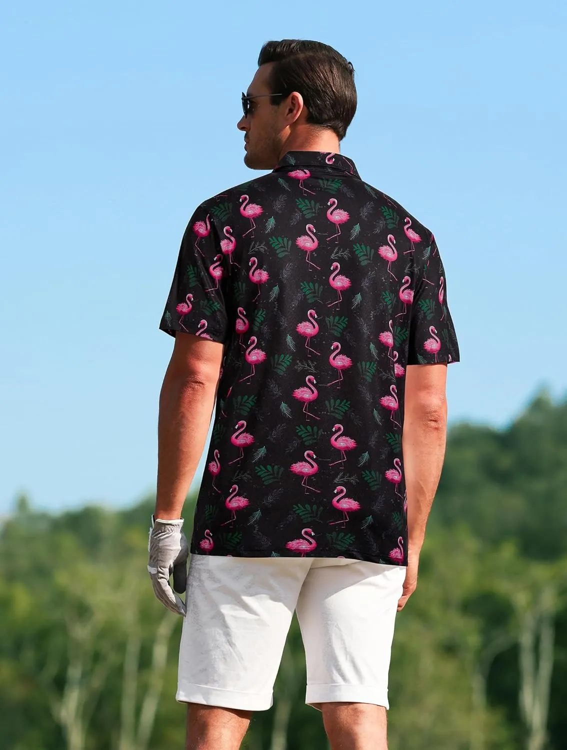 APTRO Men's Polo Shirts Short Sleeve Moisture Wicking Fashion Print Hawaiian Golf Shirts for Men