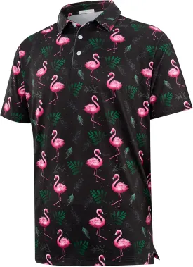 APTRO Men's Polo Shirts Short Sleeve Moisture Wicking Fashion Print Hawaiian Golf Shirts for Men