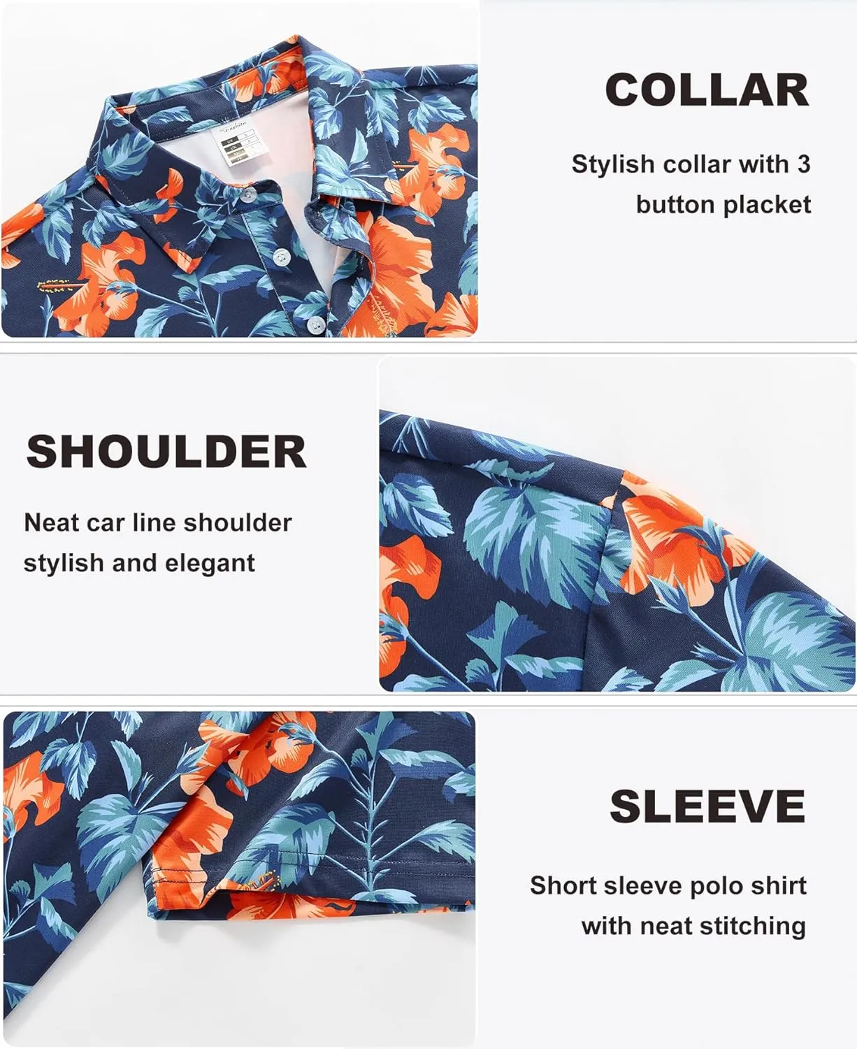APTRO Men's Polo Shirts Short Sleeve Moisture Wicking Fashion Print Hawaiian Golf Shirts for Men