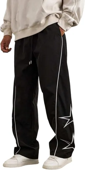 Banana Bucket Mens Y2K Oversized Cargo Pants Baggy Streetwear Drawstring Trousers Elastic Waist Joggers