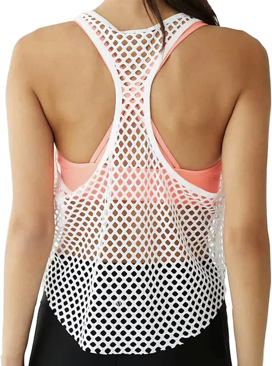CLOZOZ Fishnet Tank Tops Mesh See Through Tops for Women Trendy Sheer Scoop Neck Sleeveless Going Out Tops