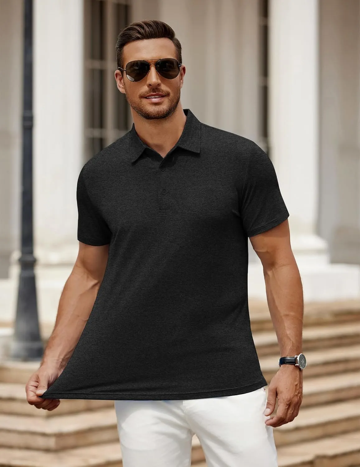 COOFANDY Men's Polo Shirt Golf Quick Dry Performance Short Sleeve Moisture Wicking Athletic Polo Collared Tennis T-Shirt