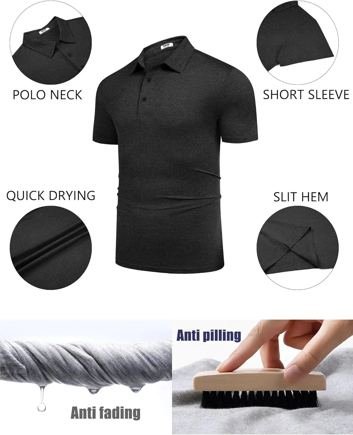 COOFANDY Men's Polo Shirt Golf Quick Dry Performance Short Sleeve Moisture Wicking Athletic Polo Collared Tennis T-Shirt