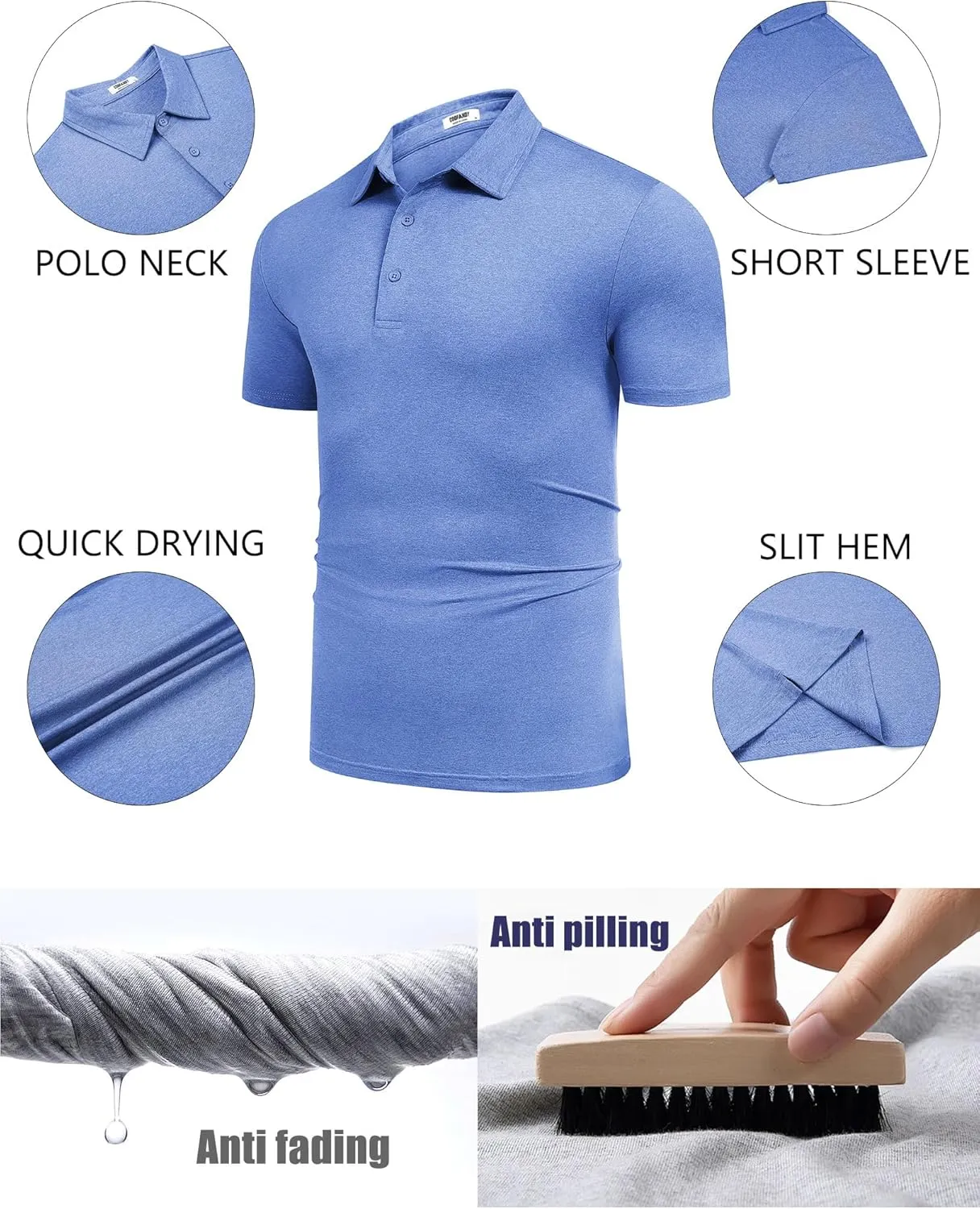 COOFANDY Men's Polo Shirt Golf Quick Dry Performance Short Sleeve Moisture Wicking Athletic Polo Collared Tennis T-Shirt