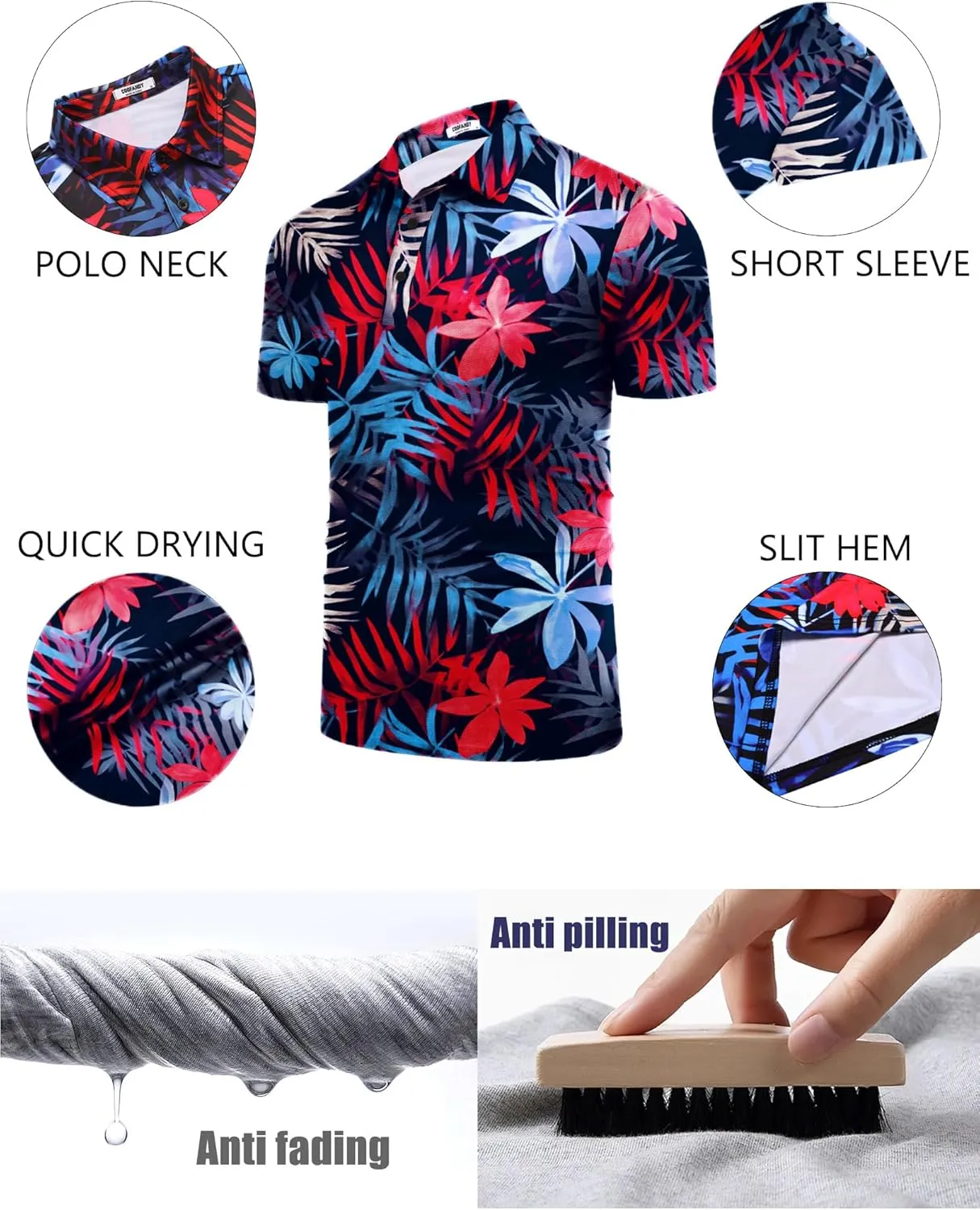 COOFANDY Men's Polo Shirt Golf Quick Dry Performance Short Sleeve Moisture Wicking Athletic Polo Collared Tennis T-Shirt