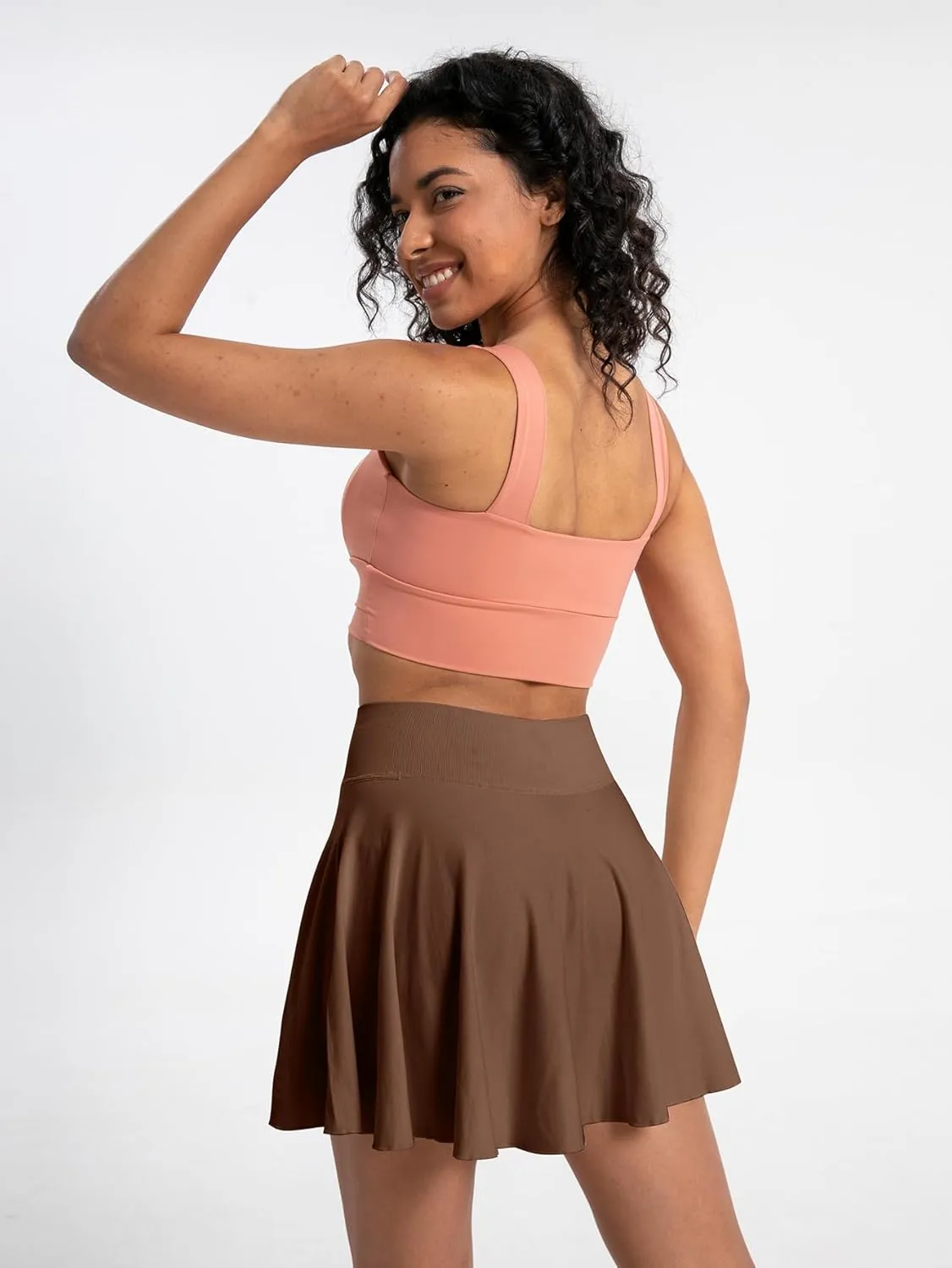 Easisim Women Mini Skirts Skort Flowy Basic Stretchy Flared Casual A-line Skirt with Pockets