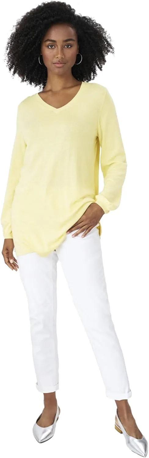 ellos Comfortable Women's Plus Size Boyfriend Jeans Stretch Denim Mid-Rise