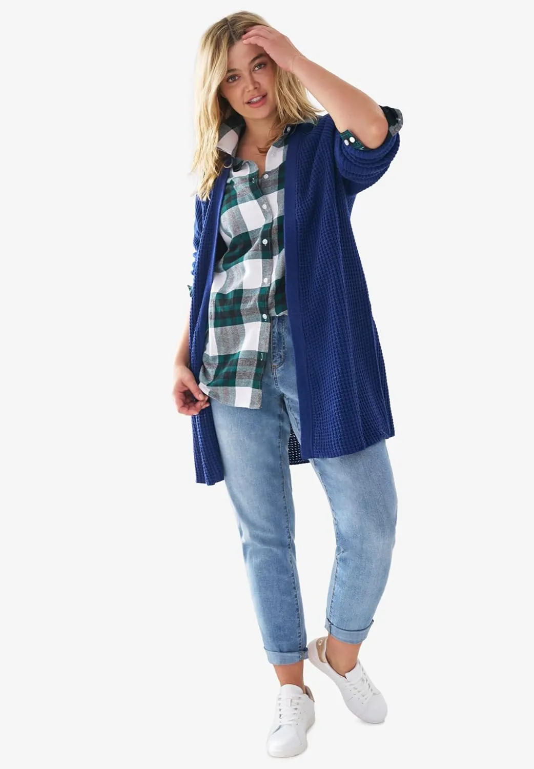 ellos Comfortable Women's Plus Size Boyfriend Jeans Stretch Denim Mid-Rise