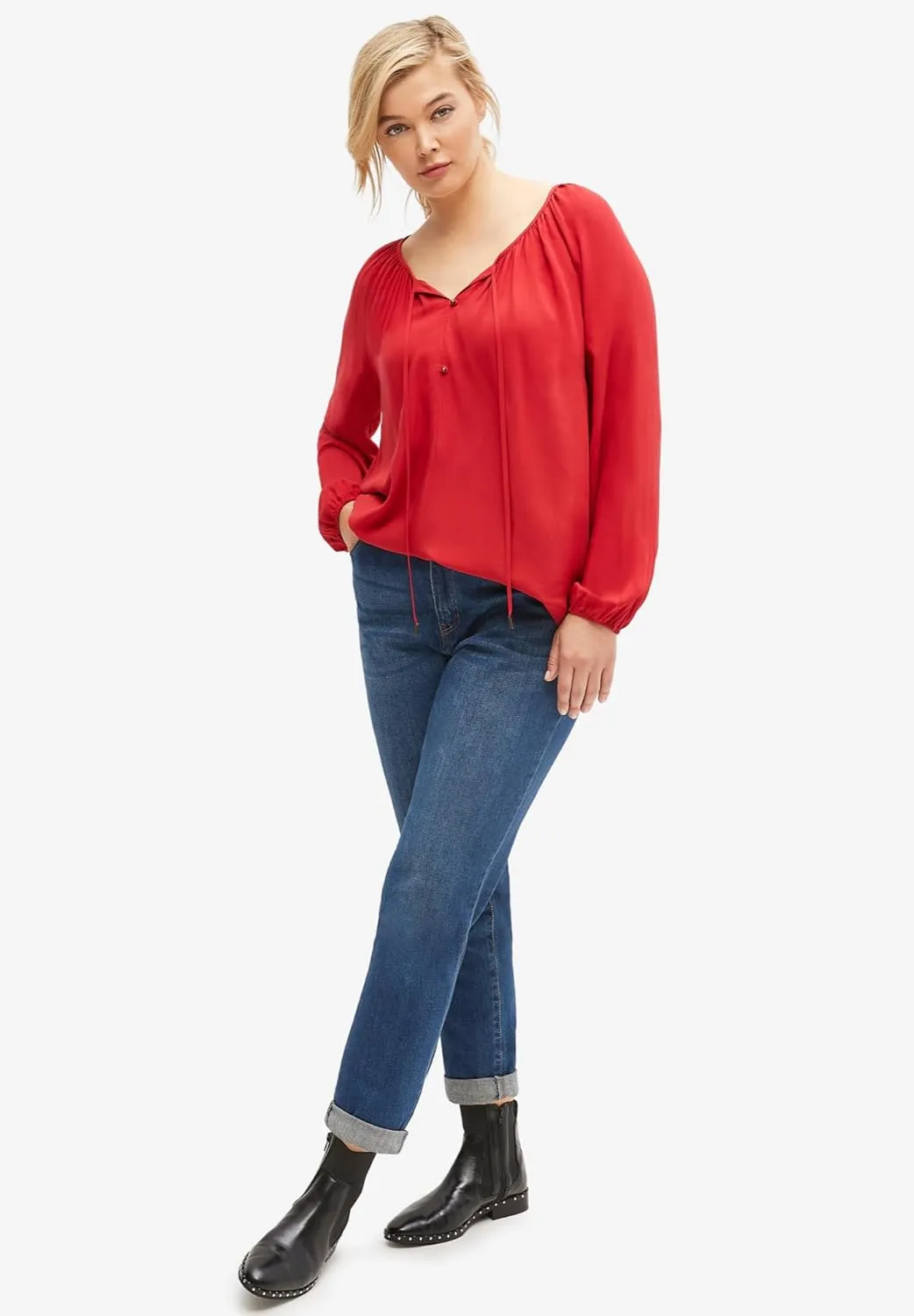 ellos Comfortable Women's Plus Size Boyfriend Jeans Stretch Denim Mid-Rise