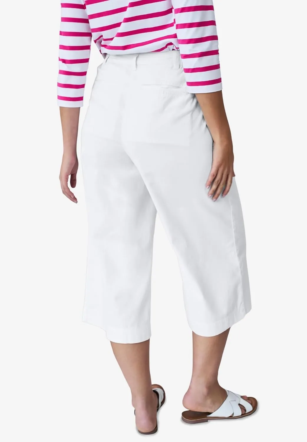 ellos Plus Size Lightweight Wide-Leg Crop Jeans