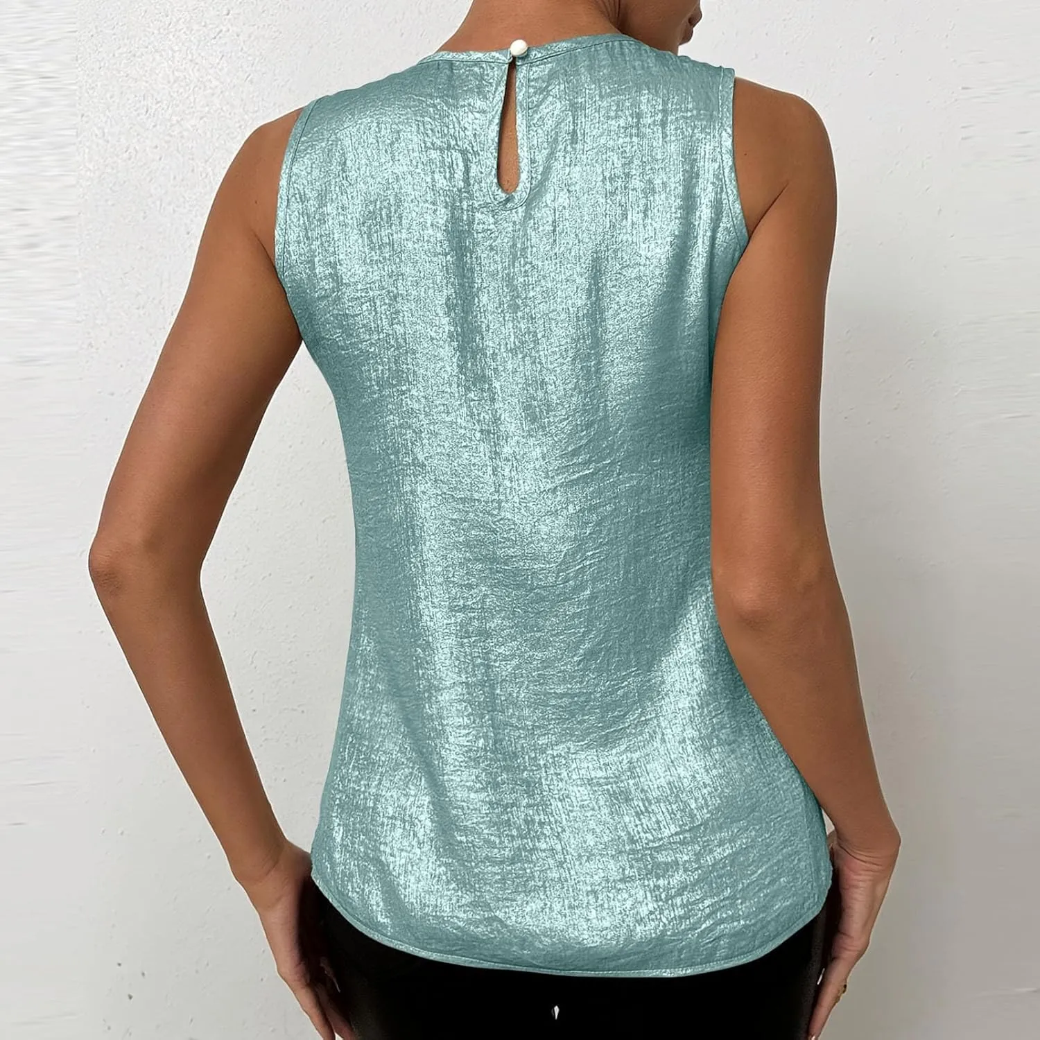 HGps8w Women's Shimmer Velvet Tank Tops Dressy Crew Neck Seeveless Cute Sparkle Glitter Party Disco Tee Shirts