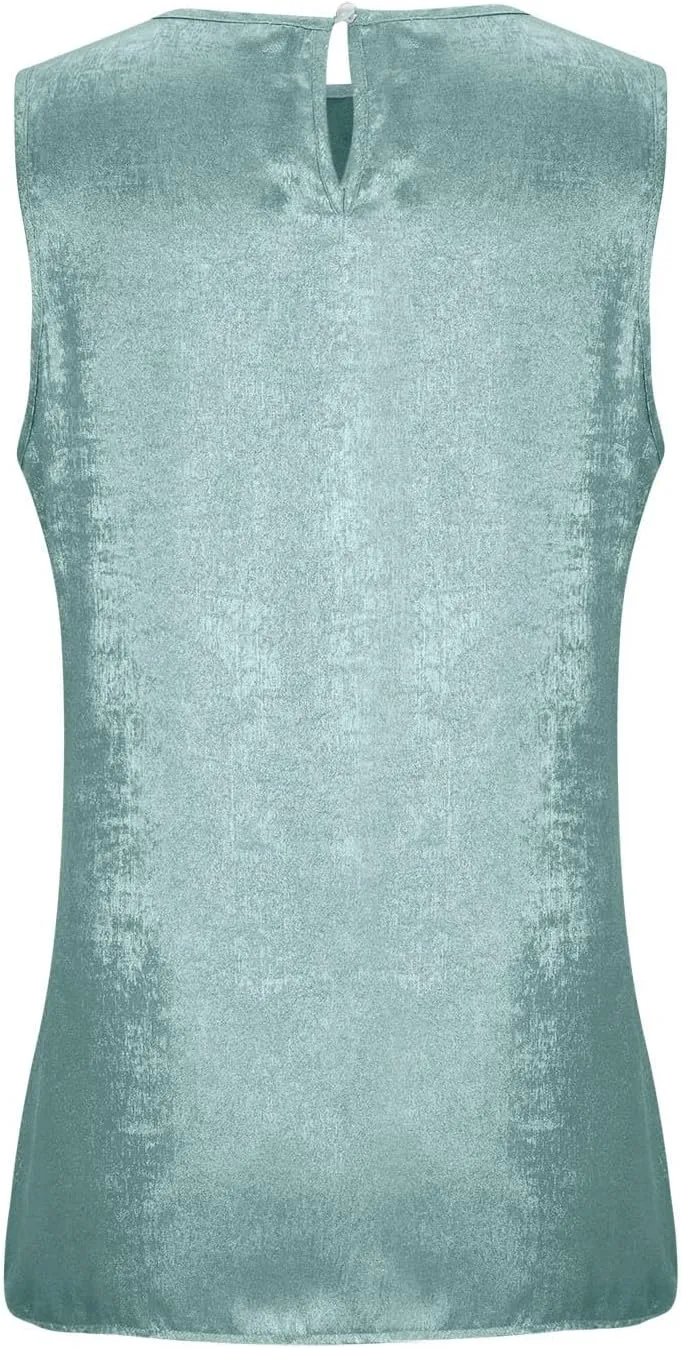 HGps8w Women's Shimmer Velvet Tank Tops Dressy Crew Neck Seeveless Cute Sparkle Glitter Party Disco Tee Shirts