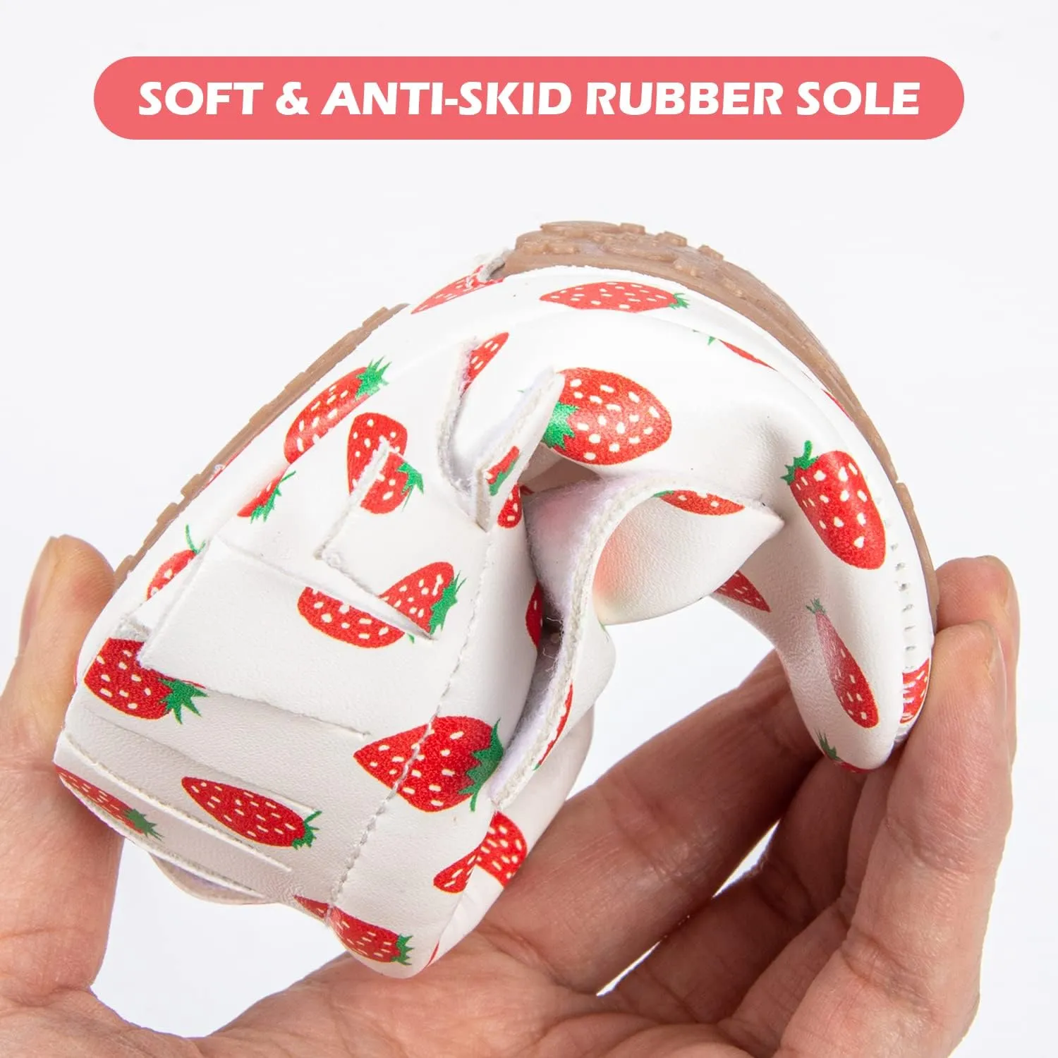 HONGTEYA Baby Moccasins with Rubber Sole&Soft Sole - Flower Print PU Leather Tassel Bow Girls Ballet Dress Shoes for Toddler