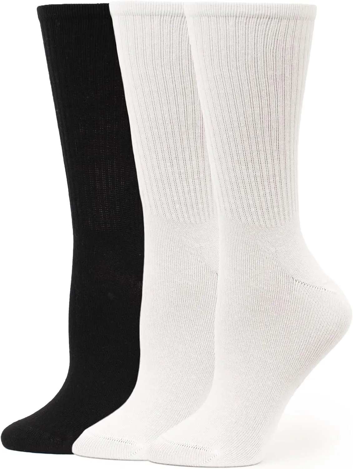 HUE Women's Casual Ribbed Must-Have Crew Lightweight Athletic Socks 3 Pair Pack