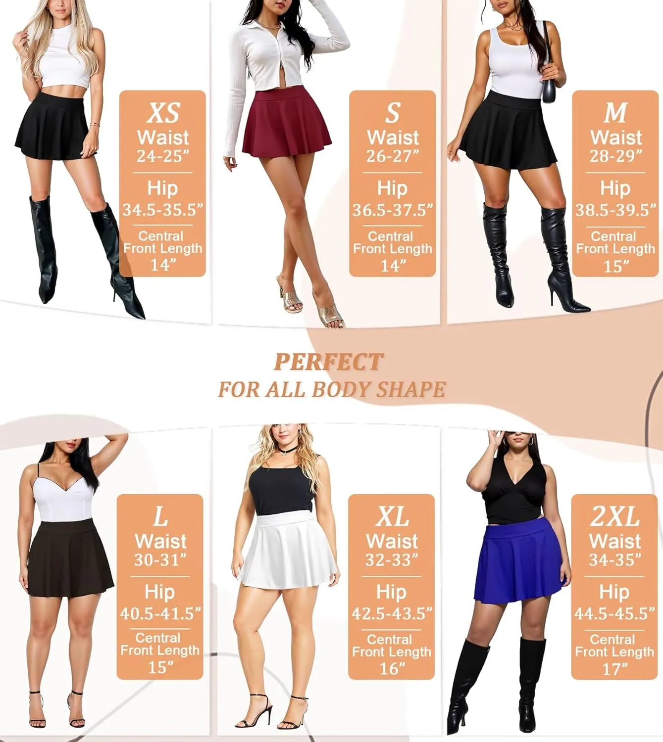 Hybrid & Company Womens Stretch Super Short Flared Casual Nylon Ponte Mini Skate Skirt