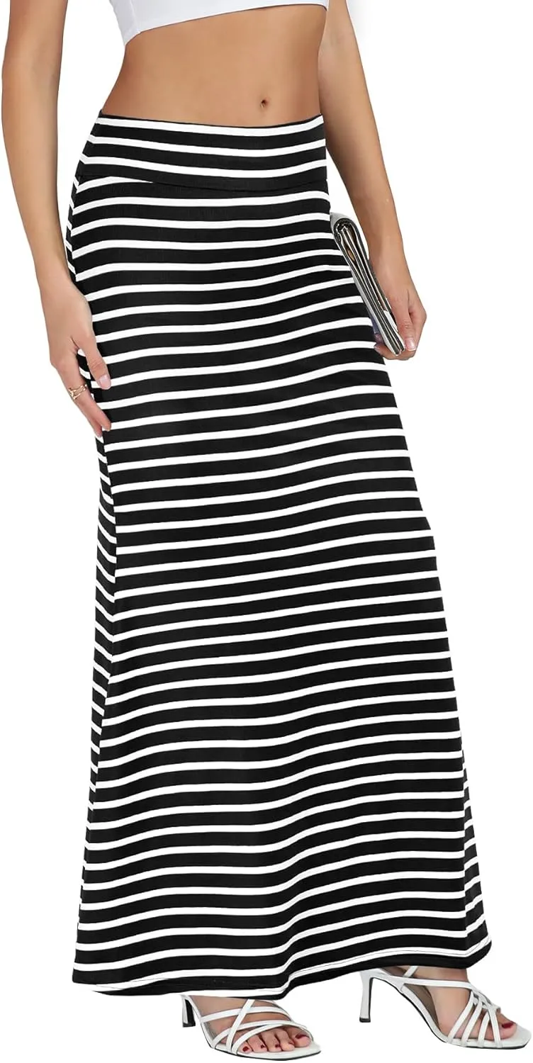 KIFOVEN Women's Casual Striped Print High Waist Maxi Long Pencil Skirt