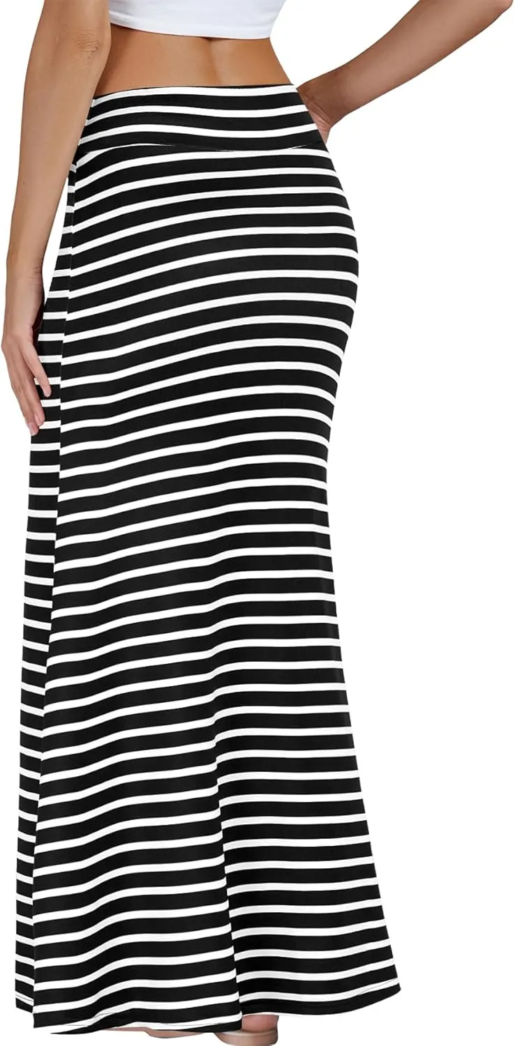 KIFOVEN Women's Casual Striped Print High Waist Maxi Long Pencil Skirt