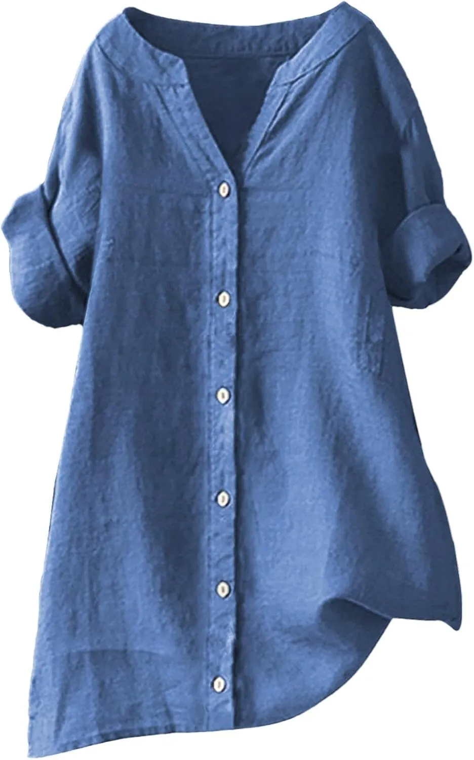 Linen Shirt for Women Button Down Shirts for Women Solid Short Sleeve Tunic Tops Casual V Neck Dressy Blouses
