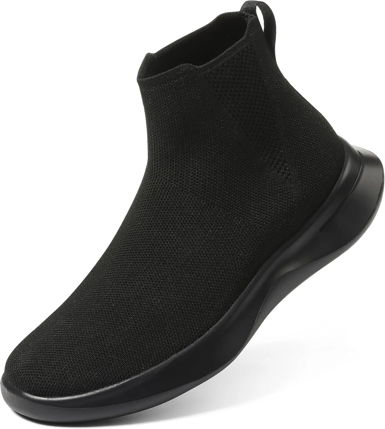 LinnOaks Walking Boots for Women Sock High Top Sneaker Boots Booties Wide Comfortable Stretchy Slip On Lightweight Sneakers Tennis Running Shoes Black