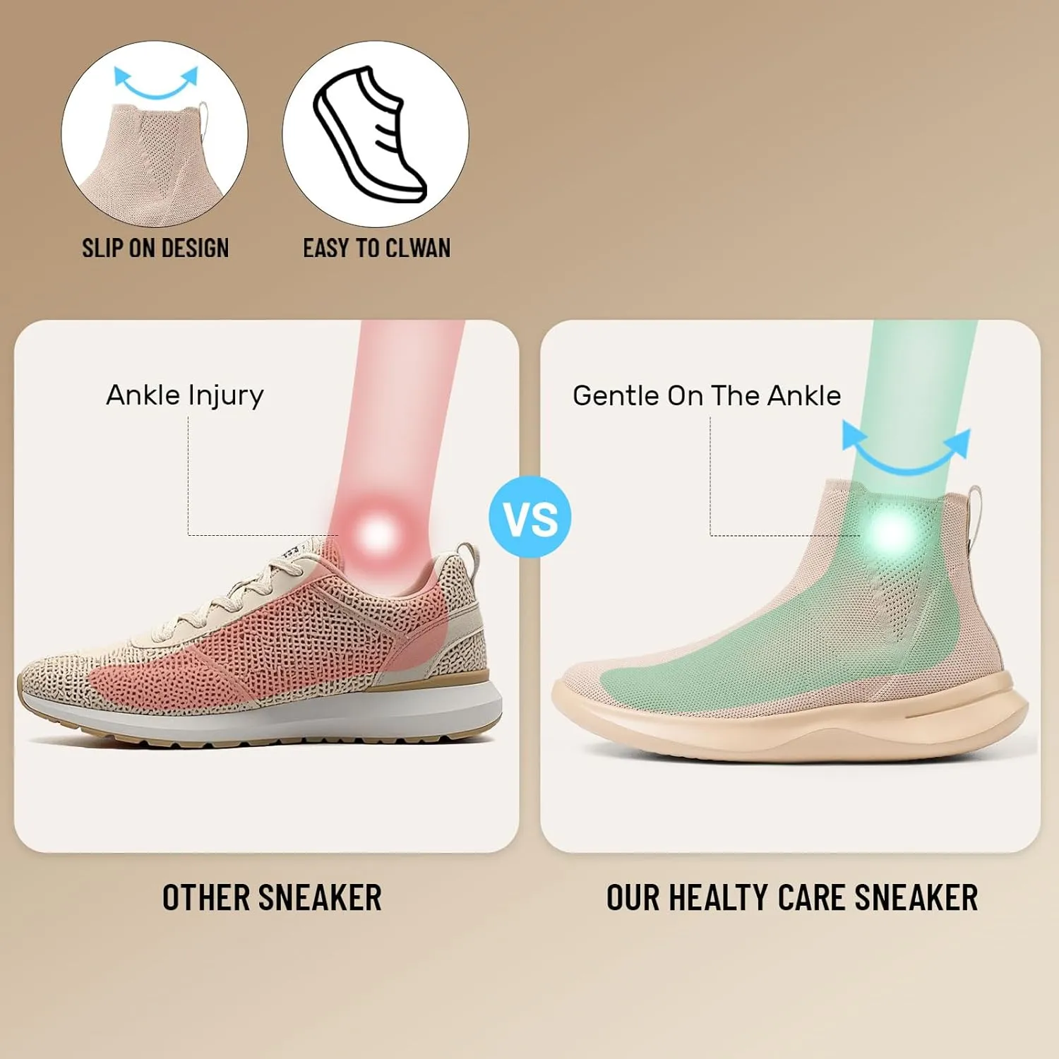 LinnOaks Walking Boots for Women Sock High Top Sneaker Boots Booties Wide Comfortable Stretchy Slip On Lightweight Sneakers Tennis Running Shoes Black