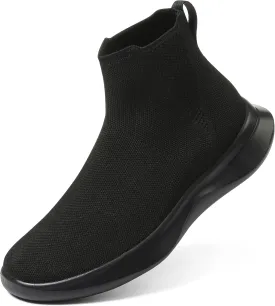 LinnOaks Walking Boots for Women Sock High Top Sneaker Boots Booties Wide Comfortable Stretchy Slip On Lightweight Sneakers Tennis Running Shoes Black