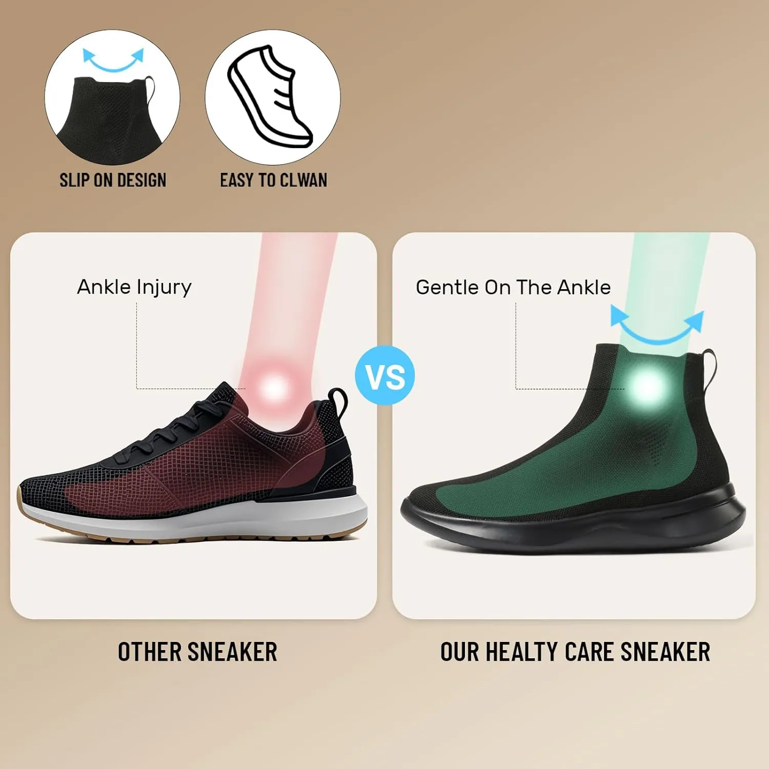 LinnOaks Walking Boots for Women Sock High Top Sneaker Boots Booties Wide Comfortable Stretchy Slip On Lightweight Sneakers Tennis Running Shoes Black