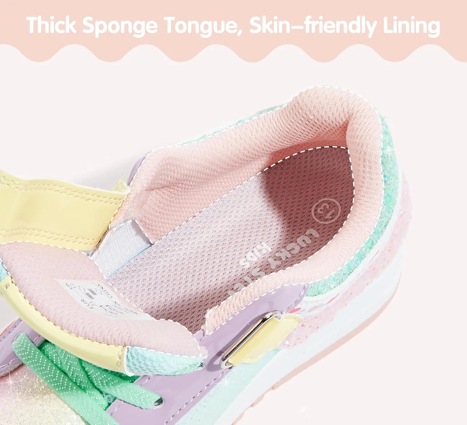 LUCKY STEP Kid's Glitter Fashion Sneakers Girls Sparkly Tennis School Slip On Shoes Walking Casual Party Dress Shoes for Toddler Children