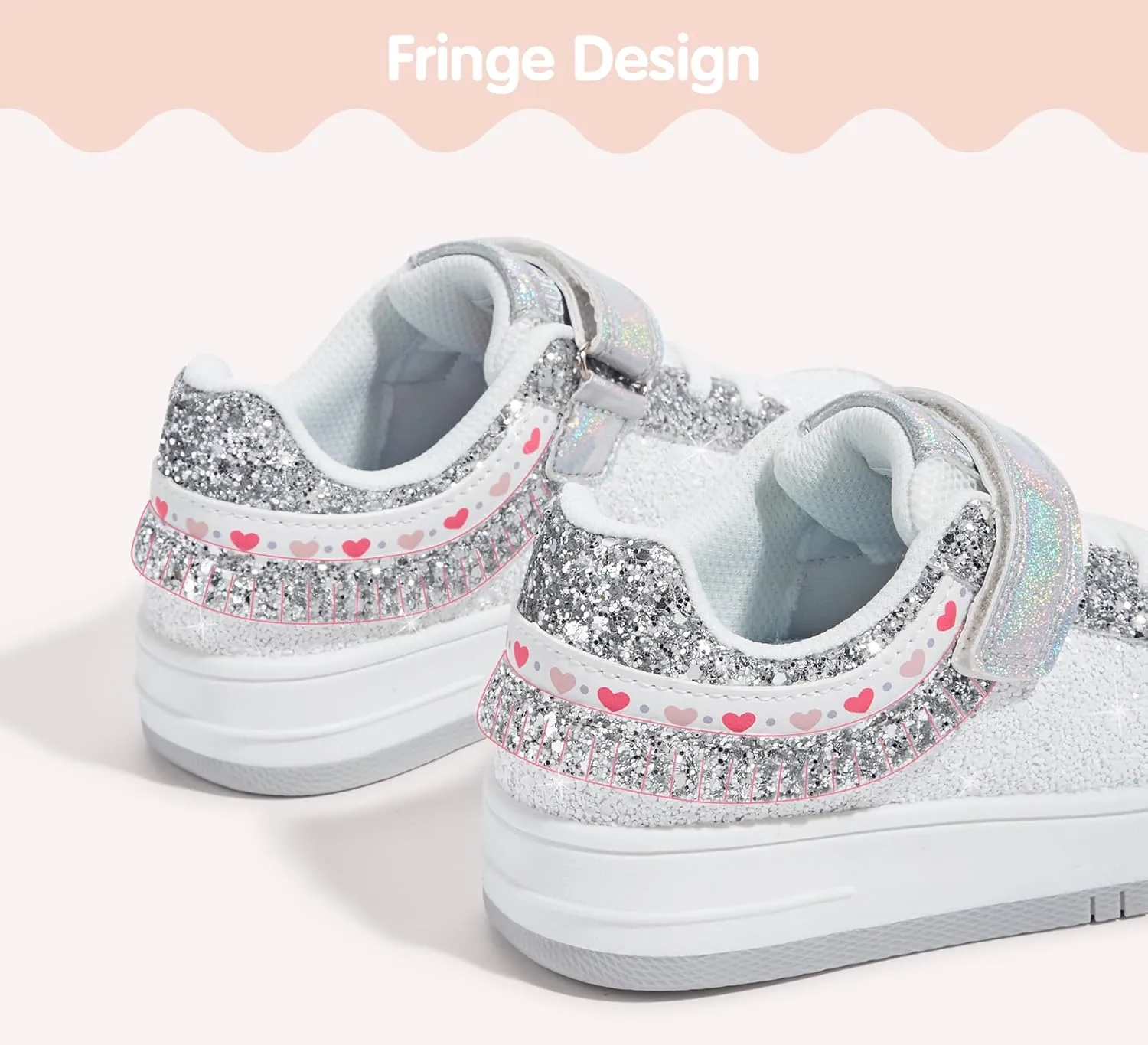 LUCKY STEP Kid's Glitter Fashion Sneakers Girls Sparkly Tennis School Slip On Shoes Walking Casual Party Dress Shoes for Toddler Children