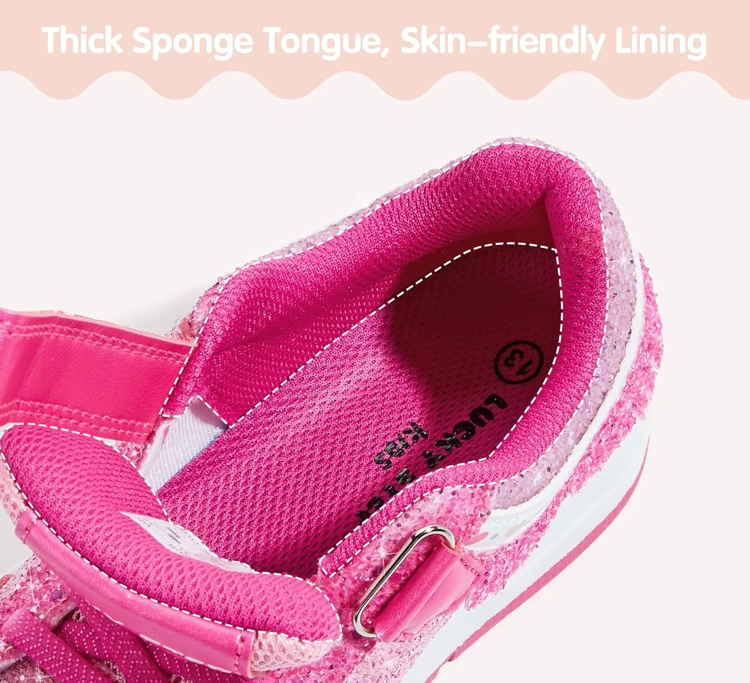 LUCKY STEP Kid's Glitter Fashion Sneakers Girls Sparkly Tennis School Slip On Shoes Walking Casual Party Dress Shoes for Toddler Children