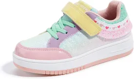 LUCKY STEP Kid's Glitter Fashion Sneakers Girls Sparkly Tennis School Slip On Shoes Walking Casual Party Dress Shoes for Toddler Children