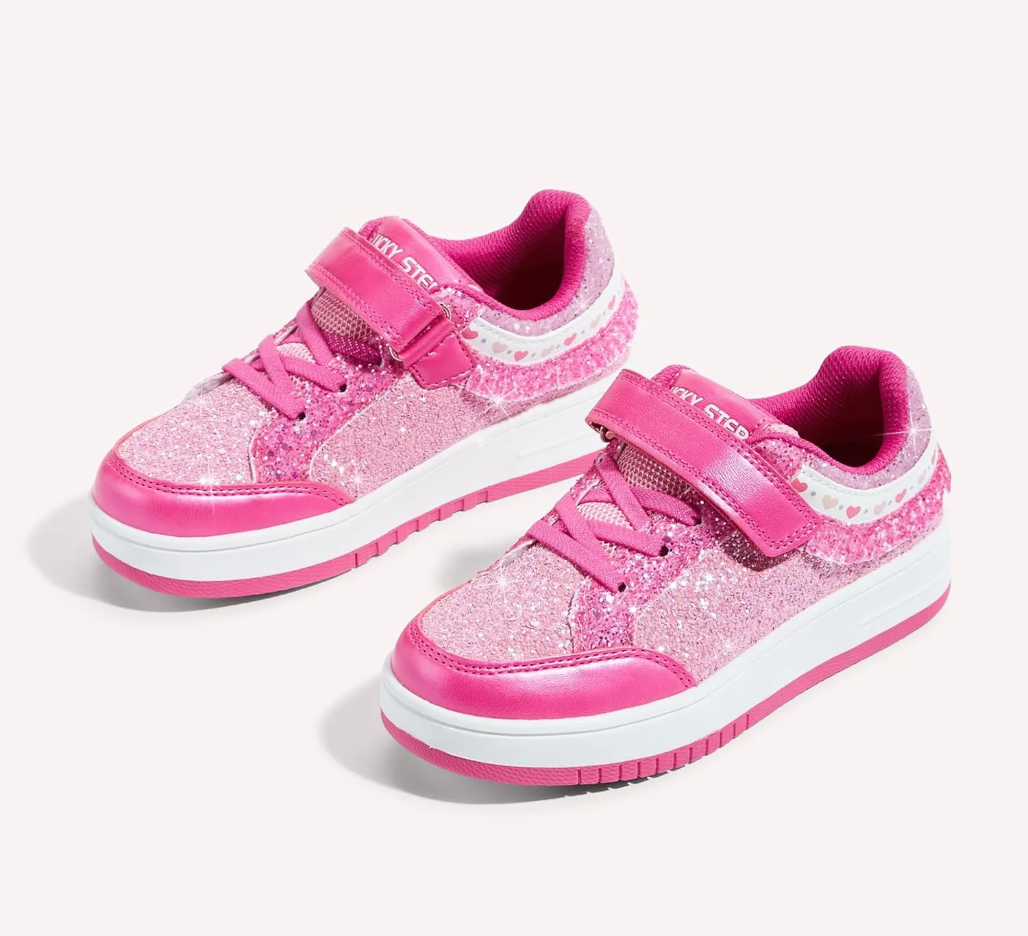 LUCKY STEP Kid's Glitter Fashion Sneakers Girls Sparkly Tennis School Slip On Shoes Walking Casual Party Dress Shoes for Toddler Children