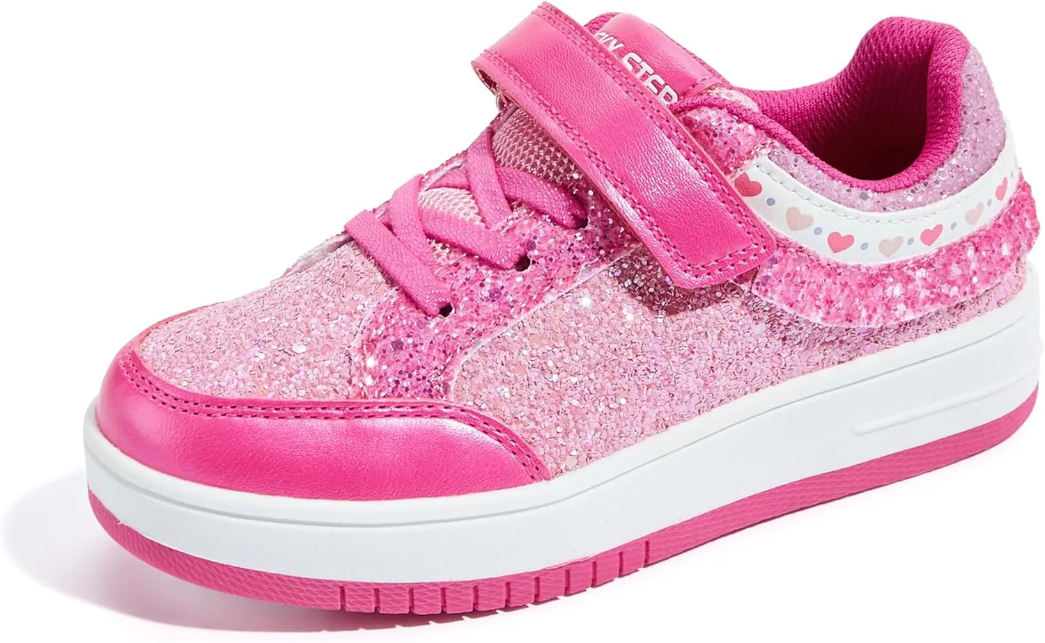 LUCKY STEP Kid's Glitter Fashion Sneakers Girls Sparkly Tennis School Slip On Shoes Walking Casual Party Dress Shoes for Toddler Children
