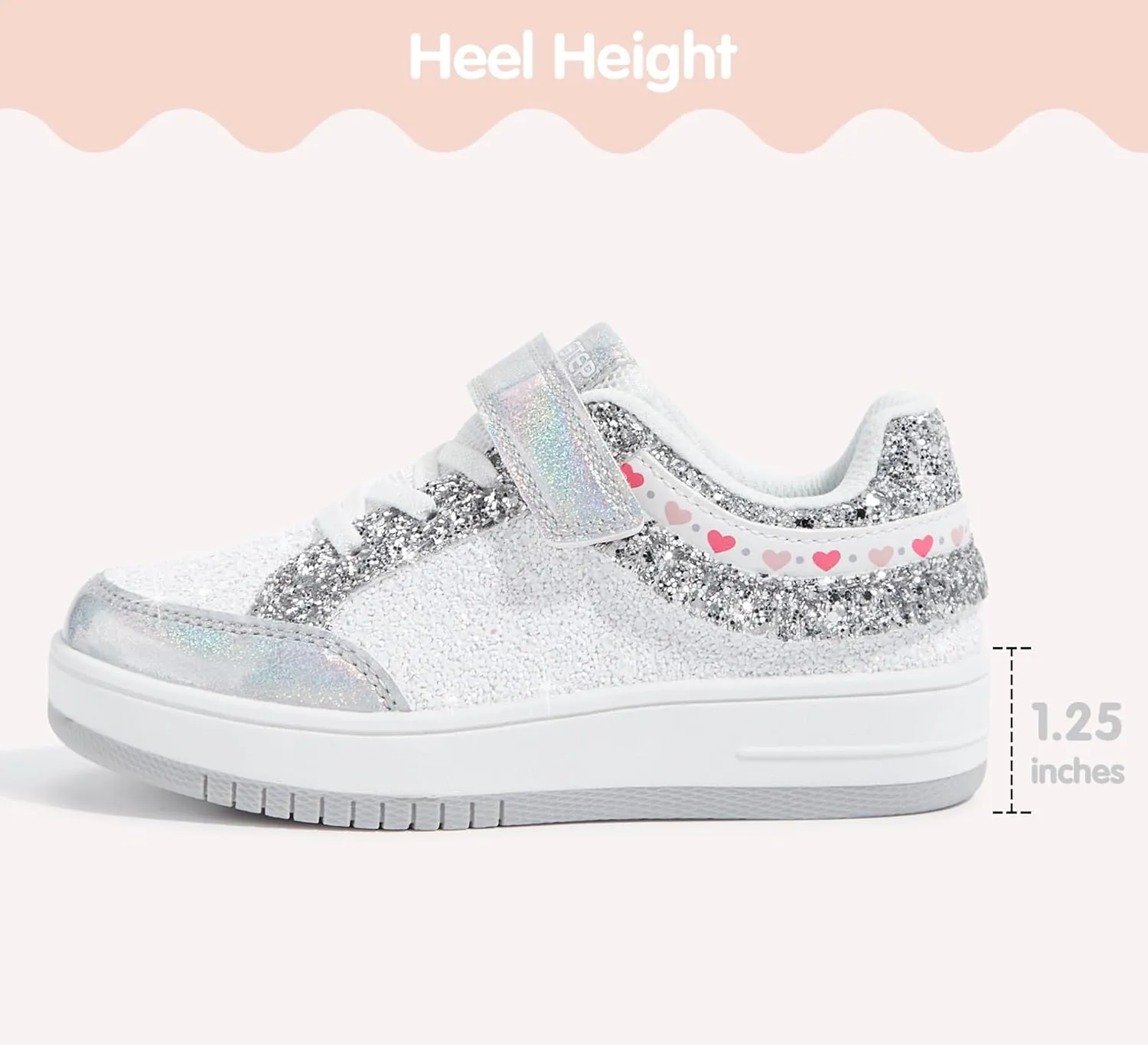 LUCKY STEP Kid's Glitter Fashion Sneakers Girls Sparkly Tennis School Slip On Shoes Walking Casual Party Dress Shoes for Toddler Children