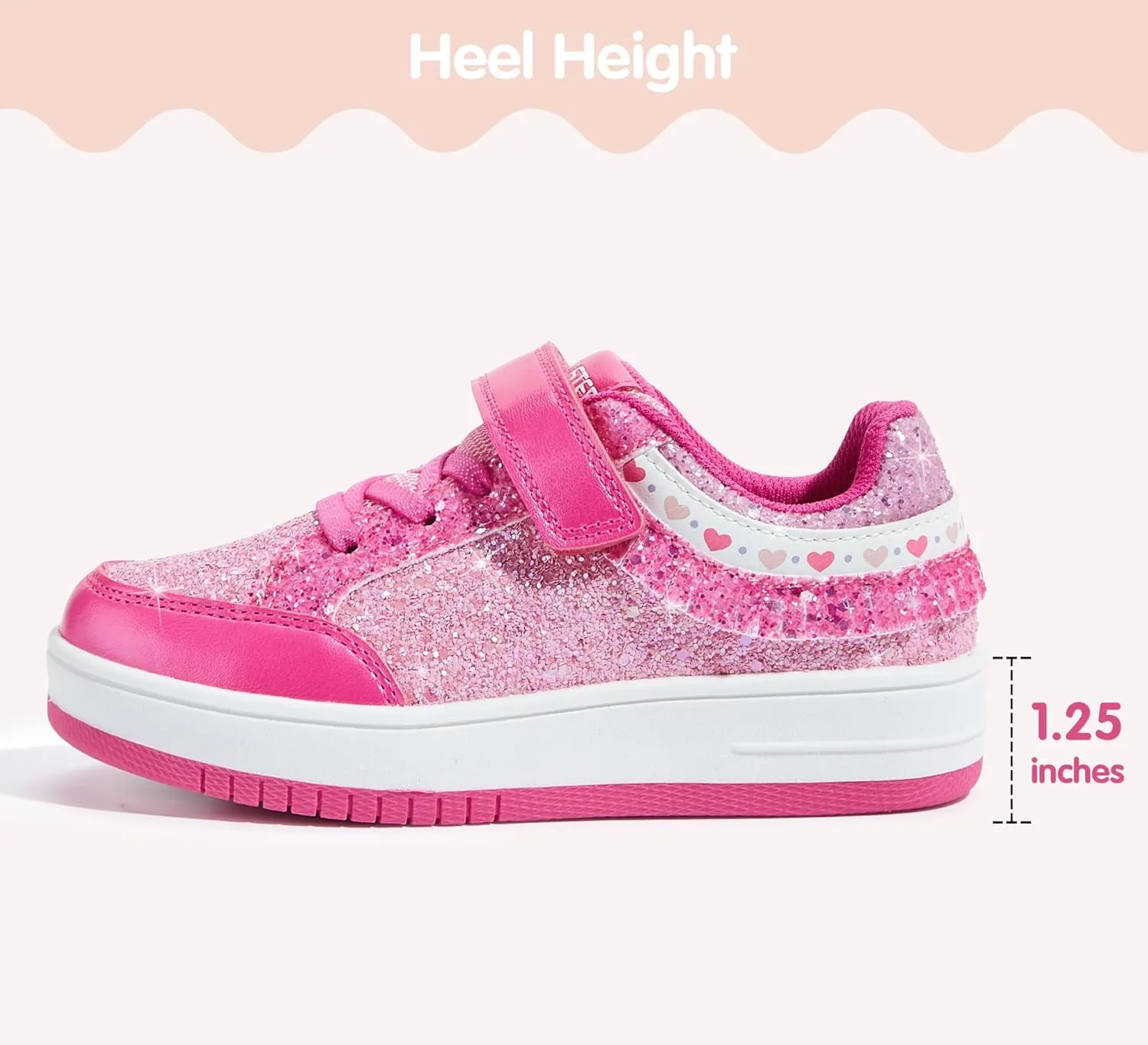 LUCKY STEP Kid's Glitter Fashion Sneakers Girls Sparkly Tennis School Slip On Shoes Walking Casual Party Dress Shoes for Toddler Children