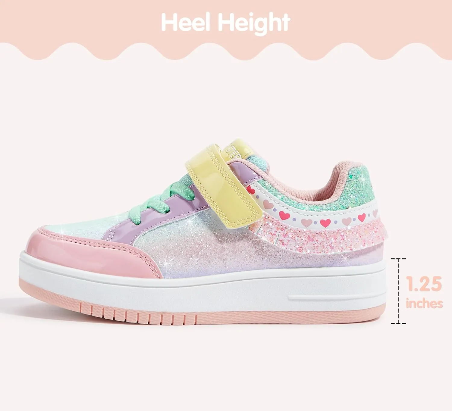 LUCKY STEP Kid's Glitter Fashion Sneakers Girls Sparkly Tennis School Slip On Shoes Walking Casual Party Dress Shoes for Toddler Children