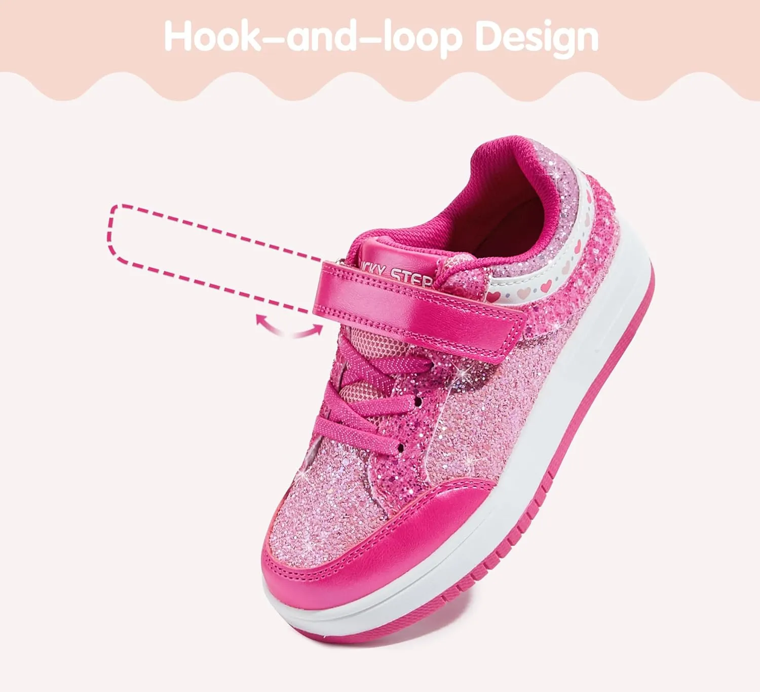 LUCKY STEP Kid's Glitter Fashion Sneakers Girls Sparkly Tennis School Slip On Shoes Walking Casual Party Dress Shoes for Toddler Children