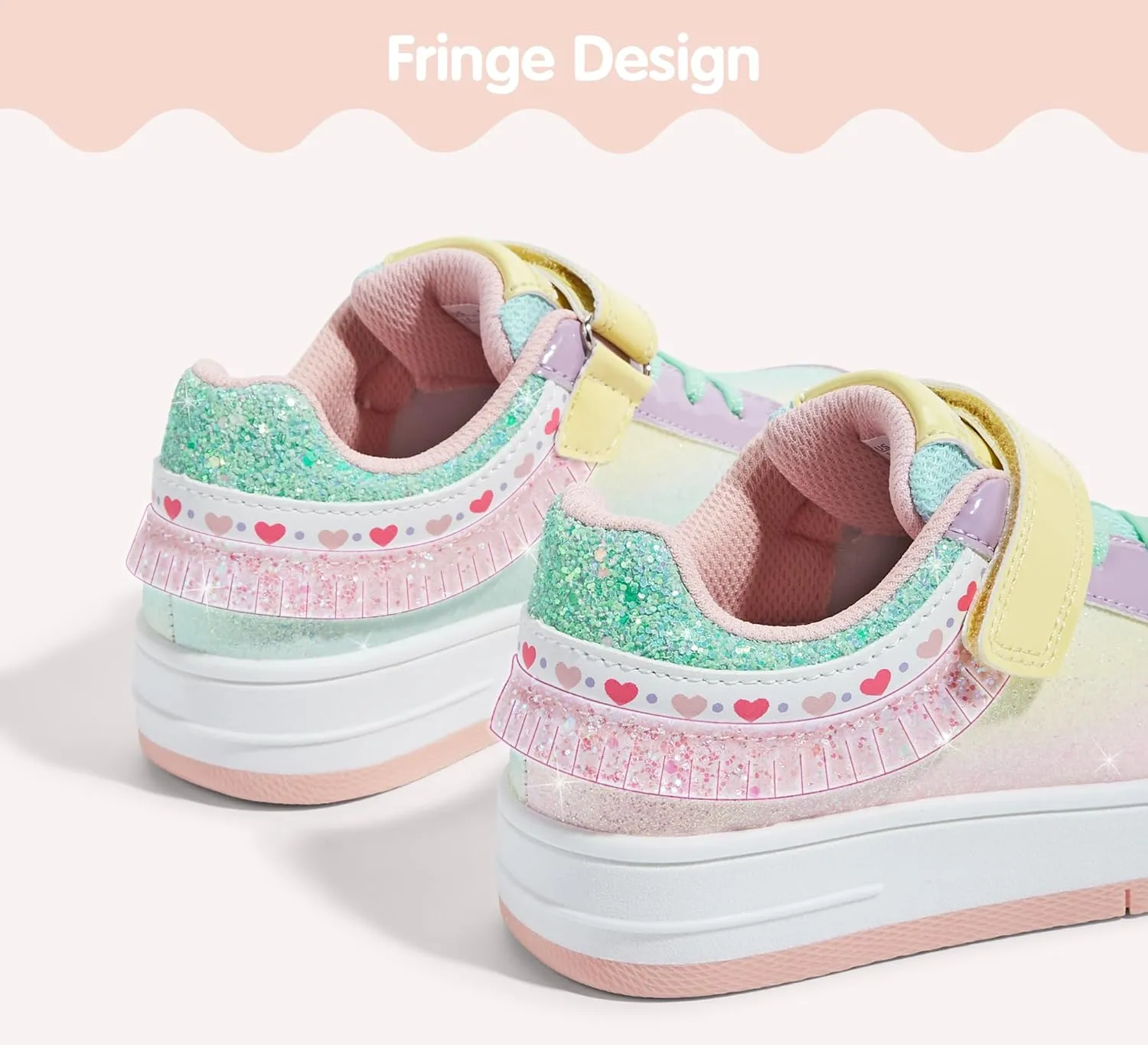 LUCKY STEP Kid's Glitter Fashion Sneakers Girls Sparkly Tennis School Slip On Shoes Walking Casual Party Dress Shoes for Toddler Children