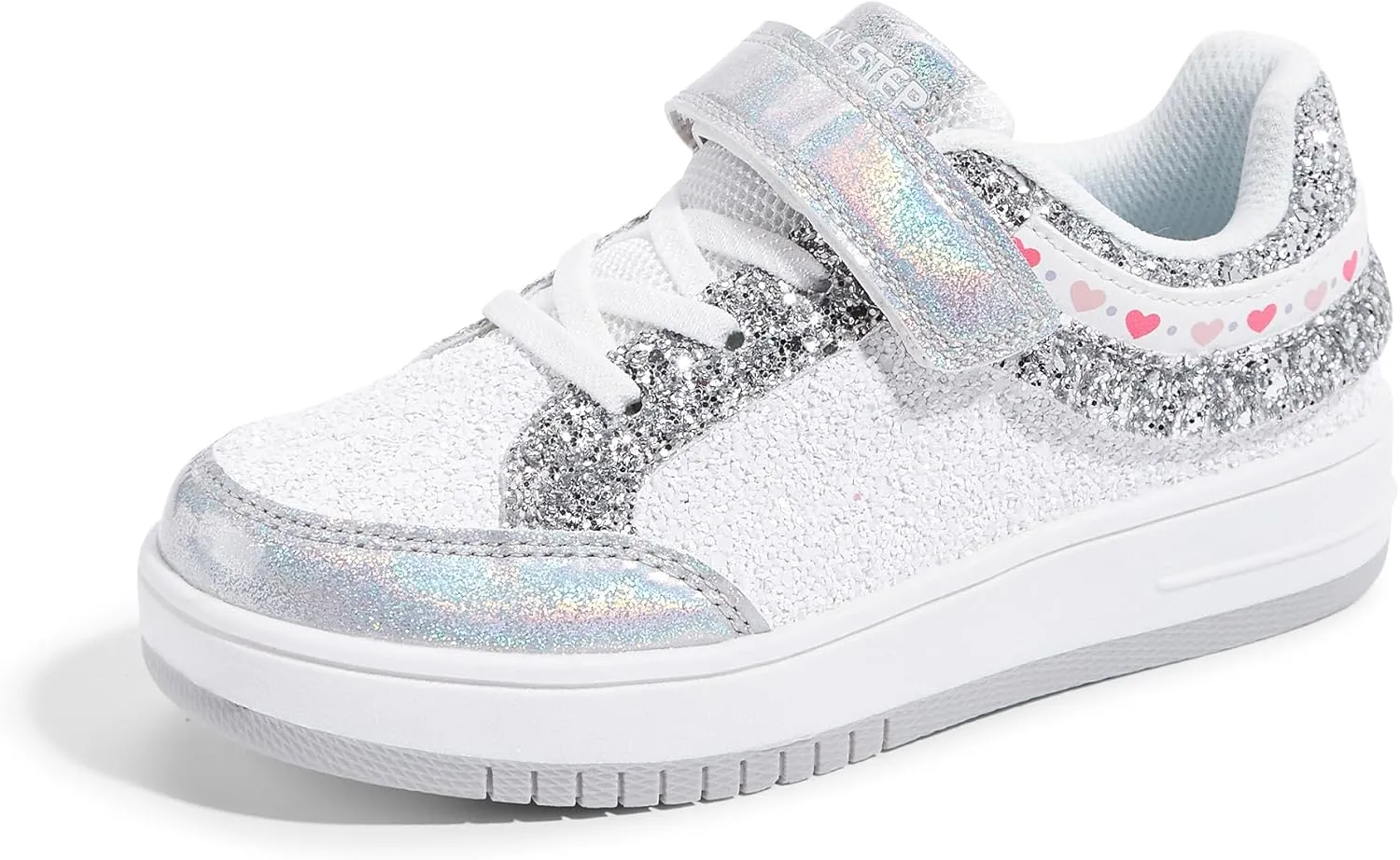 LUCKY STEP Kid's Glitter Fashion Sneakers Girls Sparkly Tennis School Slip On Shoes Walking Casual Party Dress Shoes for Toddler Children
