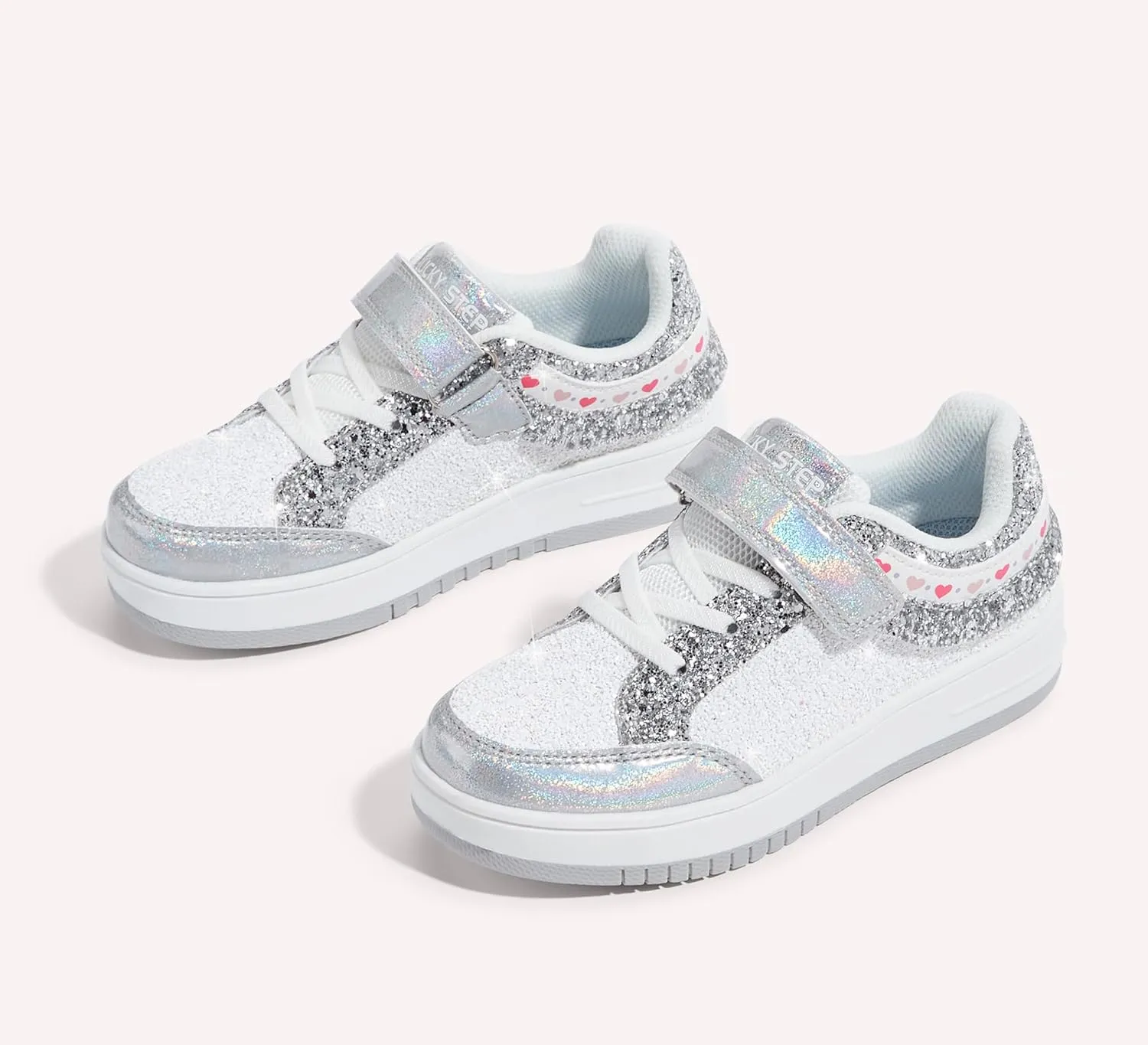 LUCKY STEP Kid's Glitter Fashion Sneakers Girls Sparkly Tennis School Slip On Shoes Walking Casual Party Dress Shoes for Toddler Children