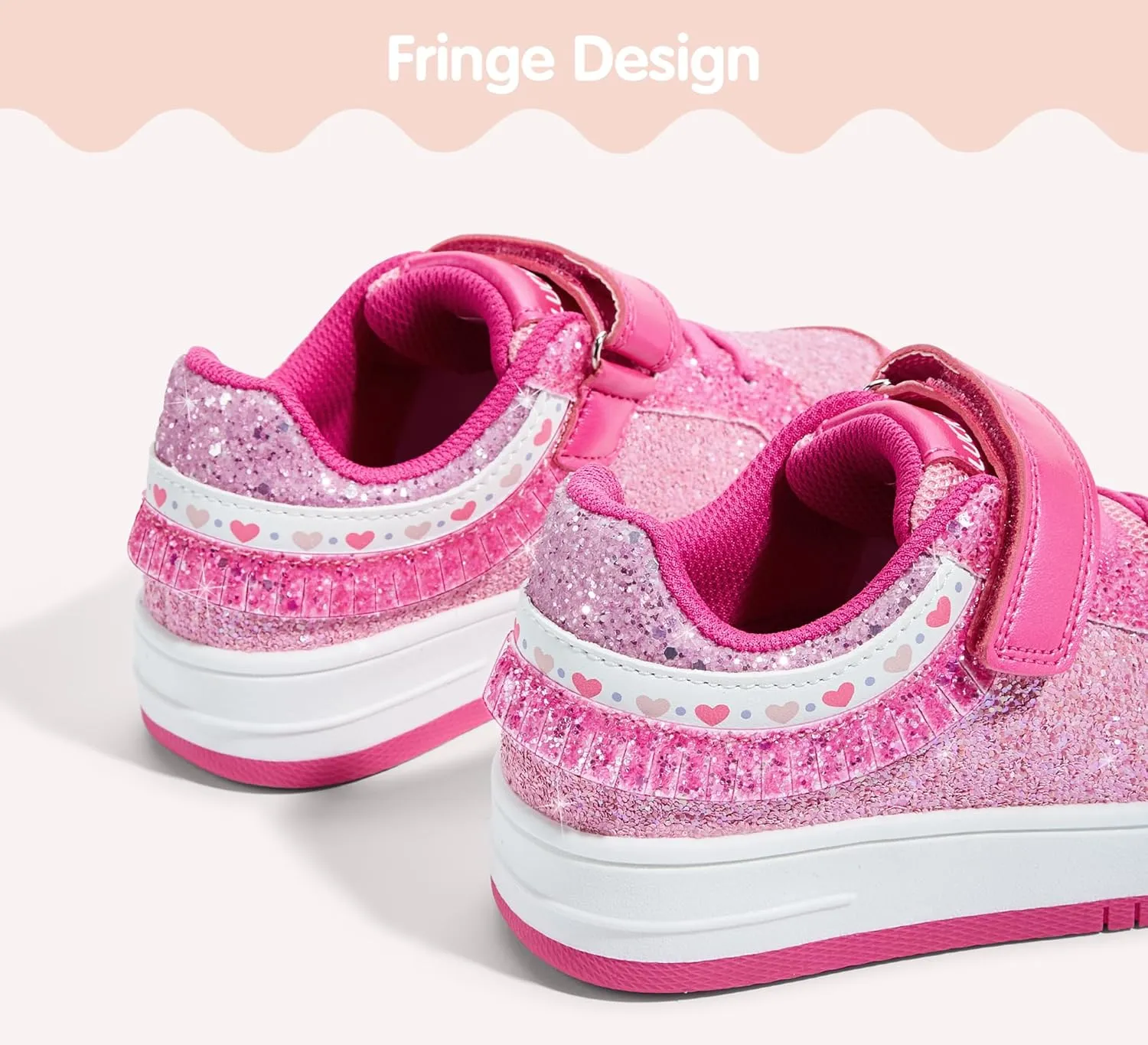 LUCKY STEP Kid's Glitter Fashion Sneakers Girls Sparkly Tennis School Slip On Shoes Walking Casual Party Dress Shoes for Toddler Children