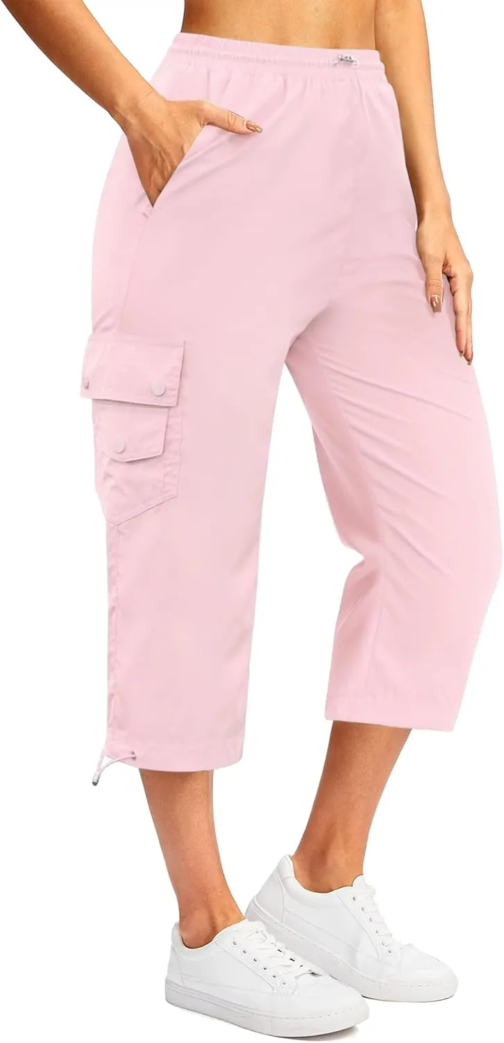 Marvmys Women's Cargo Capris Hiking Pants Lightweight Quick Dry Athletic Travel Cropped Pants with 6 Pockets