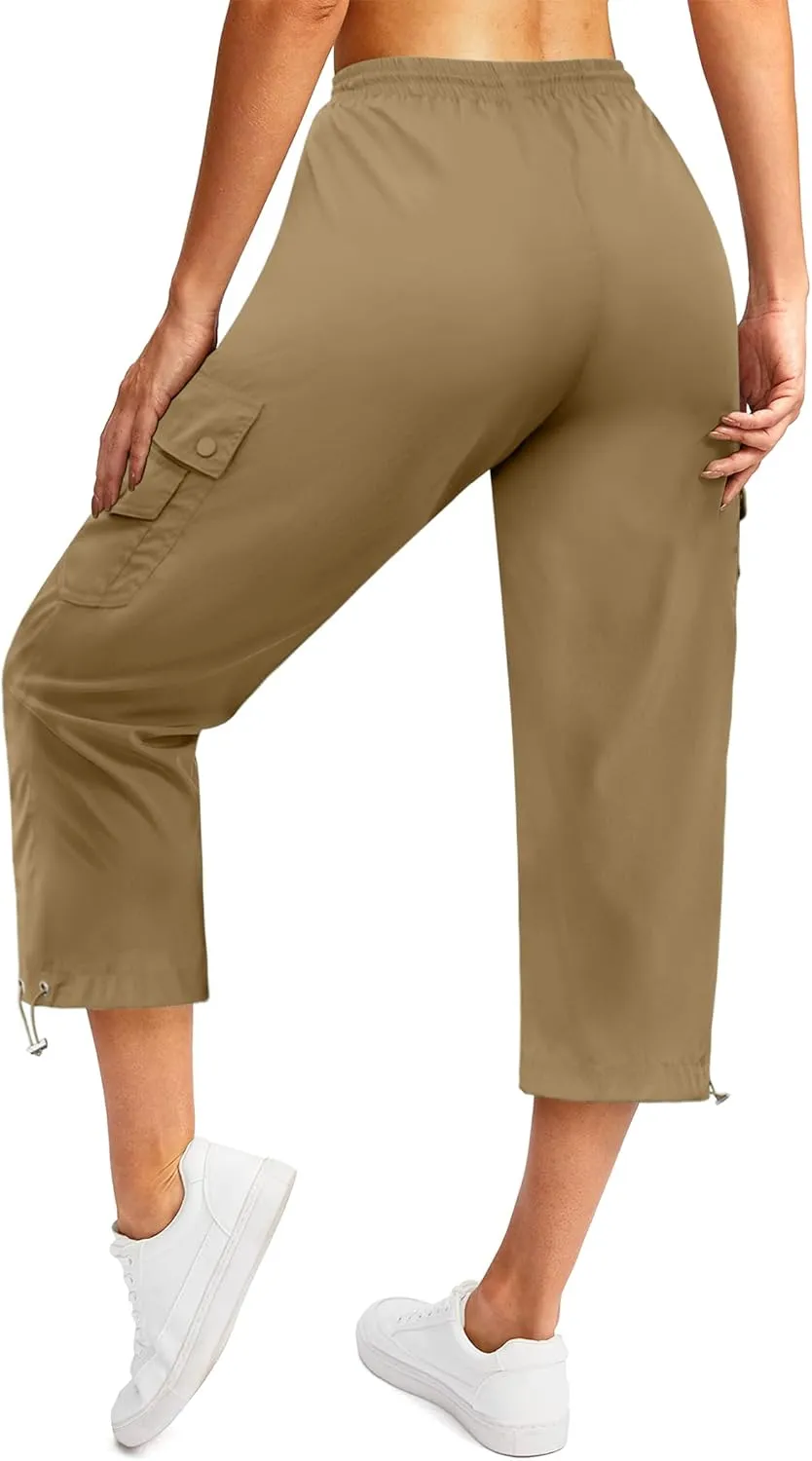 Marvmys Women's Cargo Capris Hiking Pants Lightweight Quick Dry Athletic Travel Cropped Pants with 6 Pockets