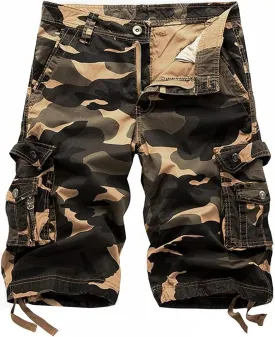 Men's Camo Cargo Shorts Relaxed Fit Multi-Pocket Outdoor Camouflage Cargo Shorts Cotton