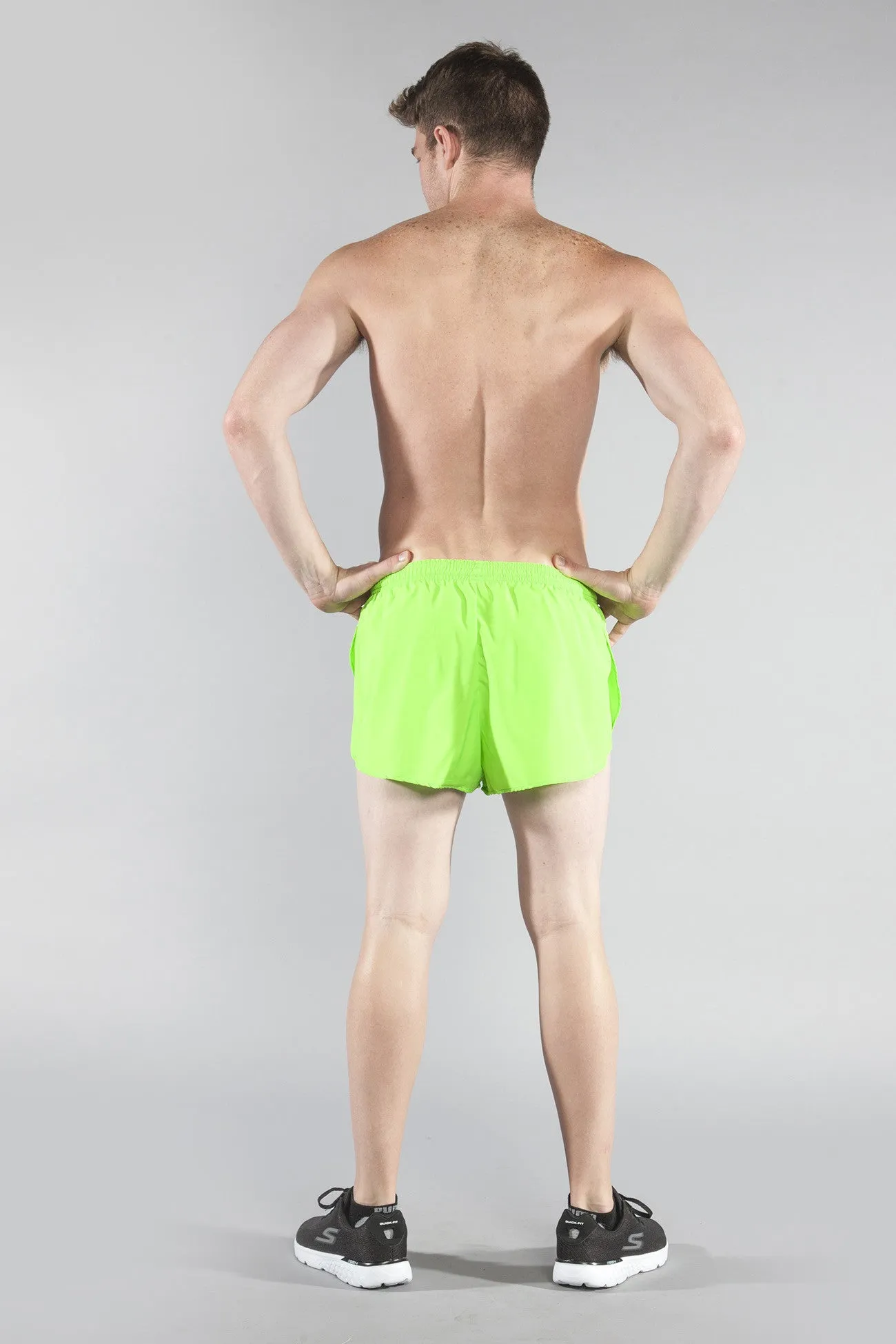 Men's Solid 1" Elite Split Shorts - Neon Lime