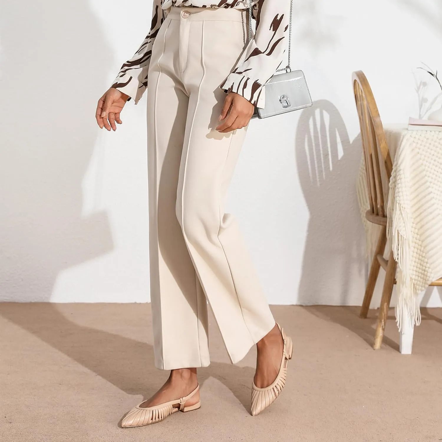 Modatope Slingback Flats for Women Pointed Toe Ballet Flats Classic Low Heel Sandals Dress Shoes