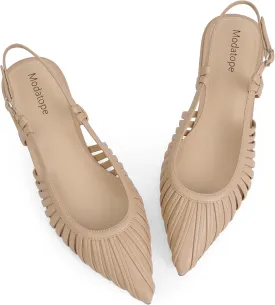 Modatope Slingback Flats for Women Pointed Toe Ballet Flats Classic Low Heel Sandals Dress Shoes