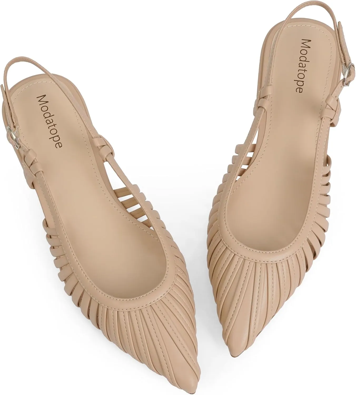 Modatope Slingback Flats for Women Pointed Toe Ballet Flats Classic Low Heel Sandals Dress Shoes