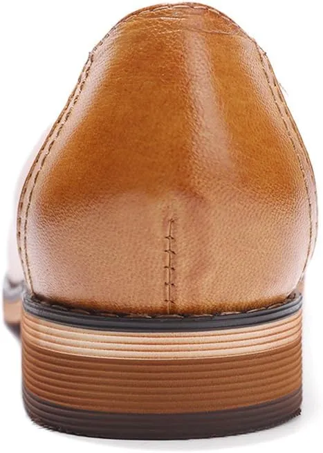 Mona flying Women's Leather Tassel Loafer Dress Casual Slip on Flat Office Work Shoes for Ladies