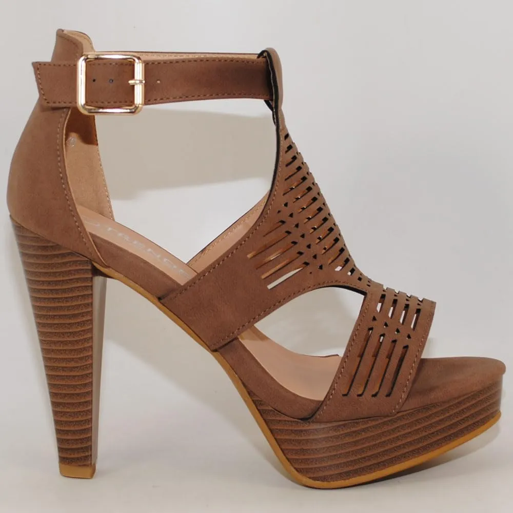 Open Toe Ankle Strap Sandal  Western Bootie Stacked Heel Open Toe Cutout Shoes